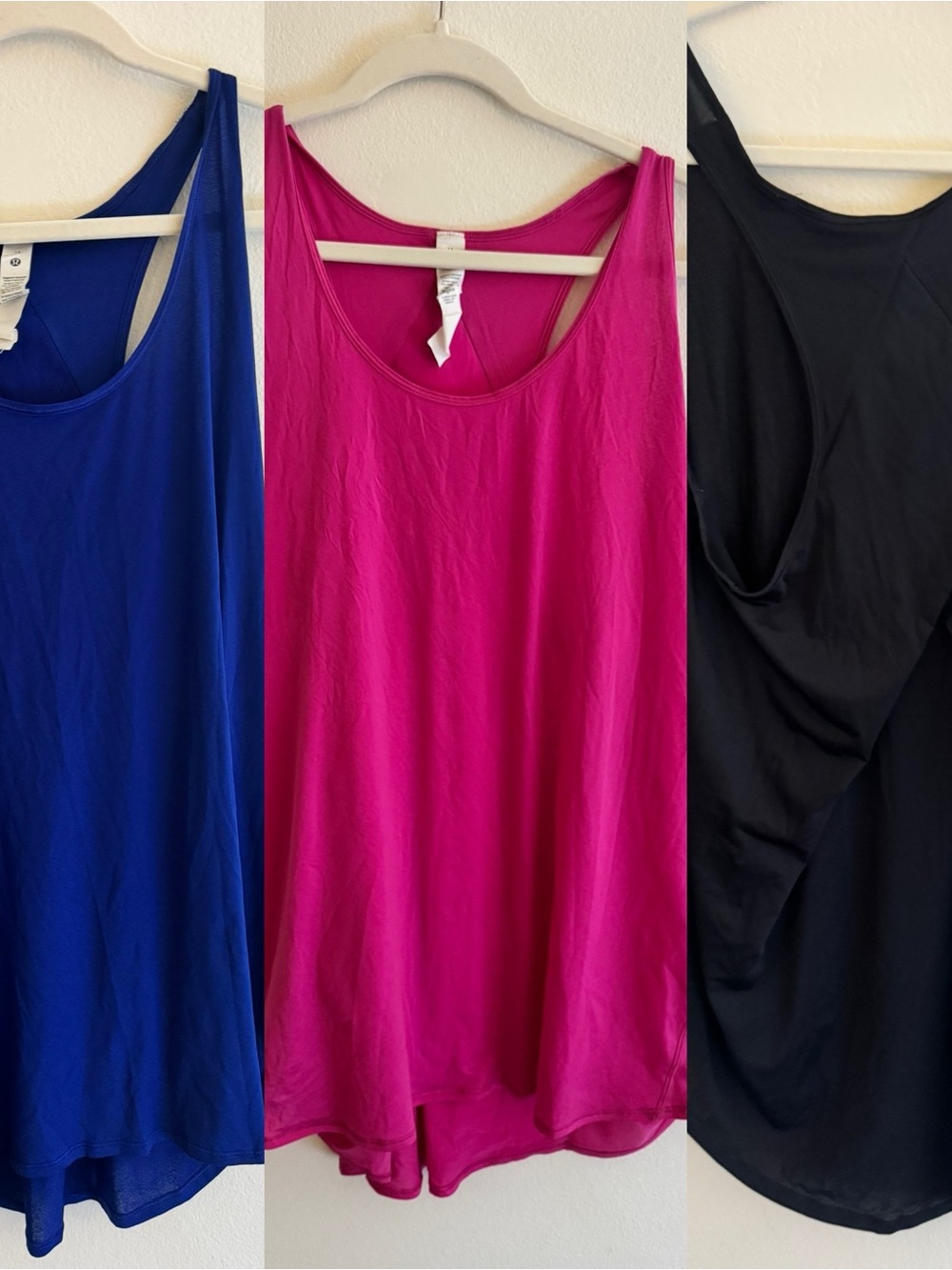 lululemon athletica Scoop Neck Tank Tops in Royal Blue, Magenta, plus BONUS Blk